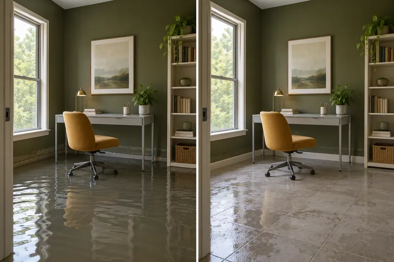 Water Extraction Near Shorewood Park — matched flooded room and damp floor after bulk collection
