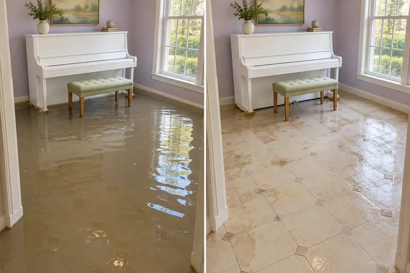 Water Extraction Near Lakes of Springfield Park — matched flooded room and damp floor after bulk collection